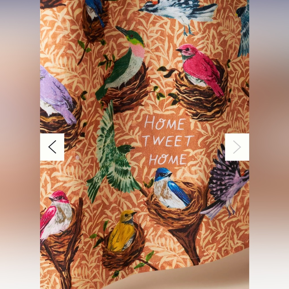 Anthropologie “Home Tweet Home” Spring Birds Cotton Dishtowel